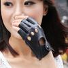 Fashion Hot Black Fingerless Gloves PU Leather Gloves Half Finger Driving