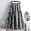 Summer Women's Big Swing Skirt Printing Embroidery Elastic High Waist Mid-length A-line Skirt