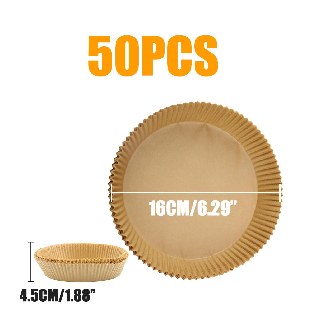 50PCS Large 23CM Air Fryer Disposable Baking Paper Liner Non-Stick Oil-proof Mat Steamer Square Round Parchment for Microwave Oven Kitchen Cookers