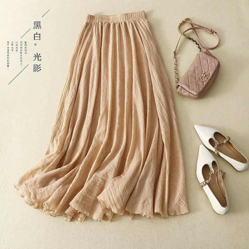 Double-layer Skirt Elastic Waist A-line Skirt Big Swing Skirt Woman