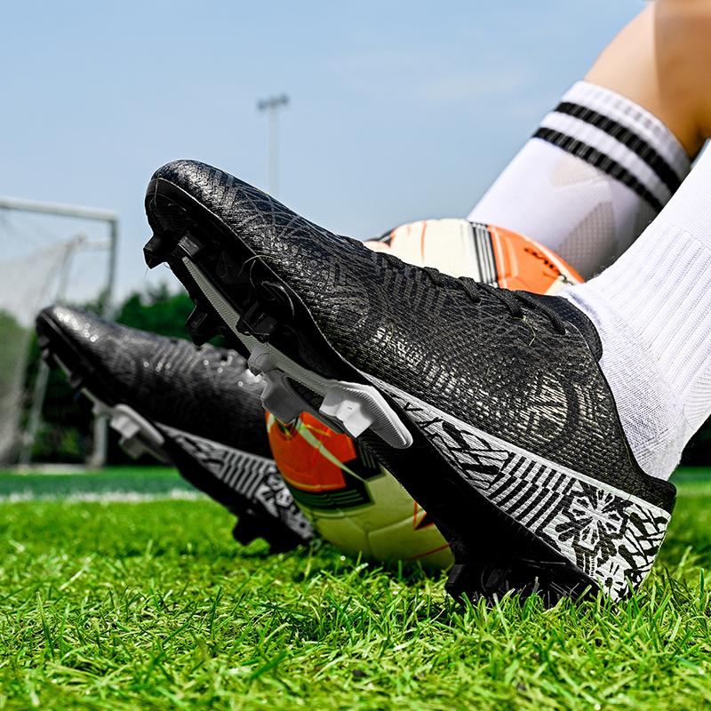 35-45 Men's Low-top Football Shoes Outdoor Long-nailed Blue &White Porcelain Sports Football Boots Large Size Youth Sports Children's Football Boot