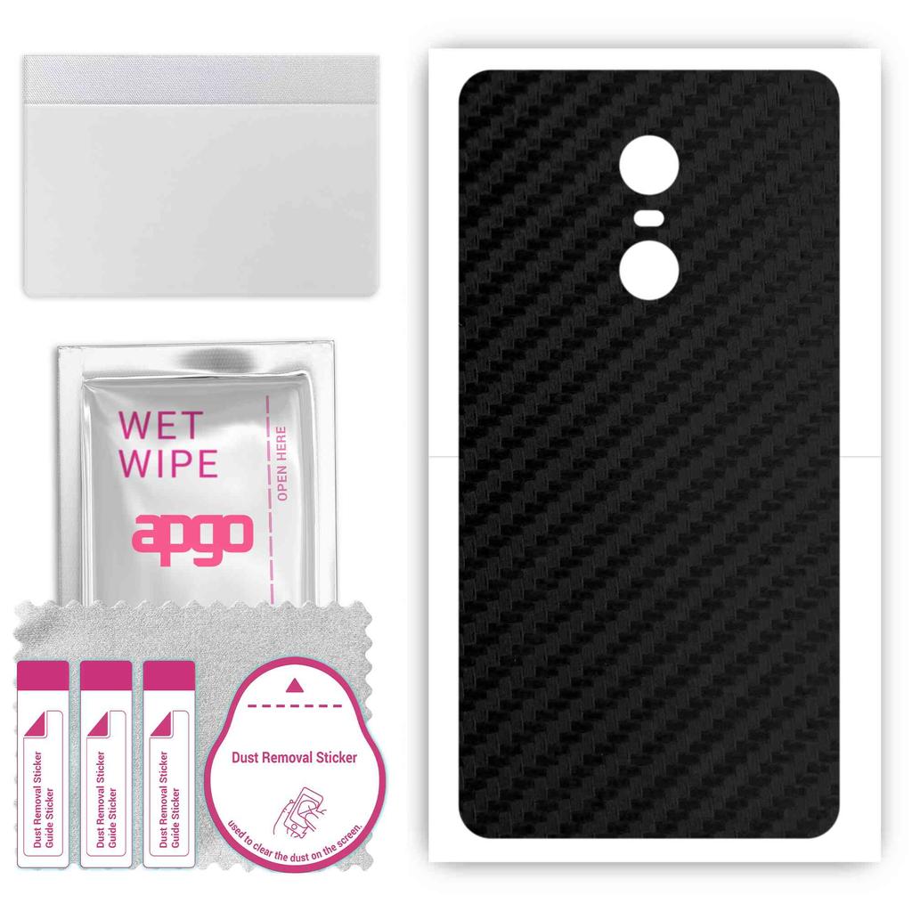 apgo Protective Skin Sticker for the Back Compatible with Xiaomi Redmi Note 4X, Wrap Film, Foil, Vinyl - Pattern Carbon Black