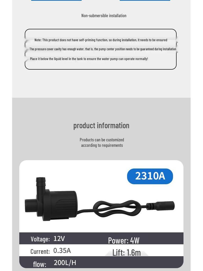 2024 Мини Бесщеточный Водяной Насос DC12V для Гидропоники и Льдогенераторов