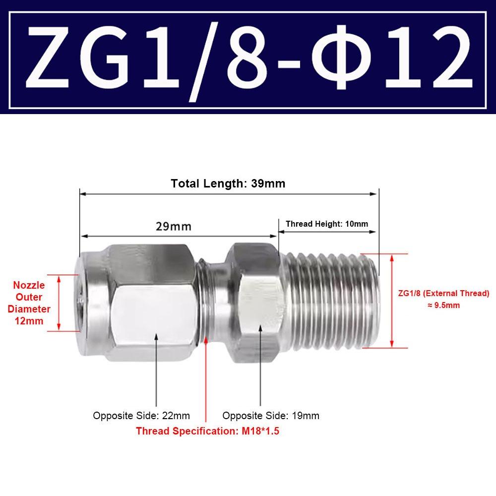 1Pcs Stainless Steel Quick Fitting 304 SS Metric ZG Pipe Fitting Tube Connector for Oil Water Gas