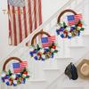 Patriotic Wreath Fourth of July Rattan Wreath Red White Blue Independence Day Floral Garland for Memorial Day Front Door Wall Decor