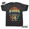Funny Vintage 1987 Music Cassette 37th Birthday Gifts 37 Years Old Cotton T Shirts Tops Round Neck Short-Sleeve Fashion Tees