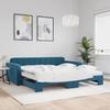 VidaXL Daybed with Trundle Bed and Mattress Blue 100x200 Cm Velvet 3196959