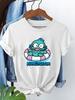 Women'S HANGYODON Graphic T-Shirt Casual Crew Neck Short Sleeve Tee with Playful Green Character Design Playful Print Trendy