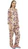 Beige Button-Down Shirt With Elastic Waist Pajama Pant Night Wear