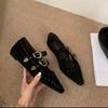 Fashion Vintage Versatile Women's Mary Jane Shoe 2025autumn New Style Woman Pointed Flat Casual Shoes Comfor Non Slip Women Leather Shoe