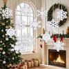 12 Pcs Felt Snowflake Christmas Ornaments White Snowflake Hanging Decoration for Winter Tree Mantel Wall Home Party Decor