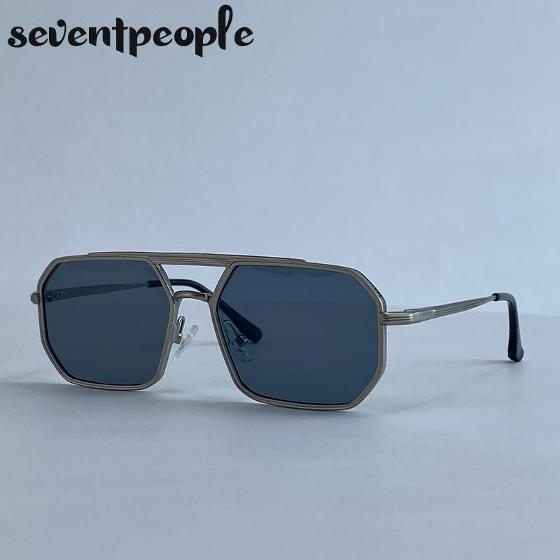 Стимпанк Металлические Квадратные Солнцезащитные Очки Мужские Роскошный Бренд Винтажные Двойная Перекладина Водительские Солнцезащитные Очки Модные Панк Очки Для Мужчин UV400