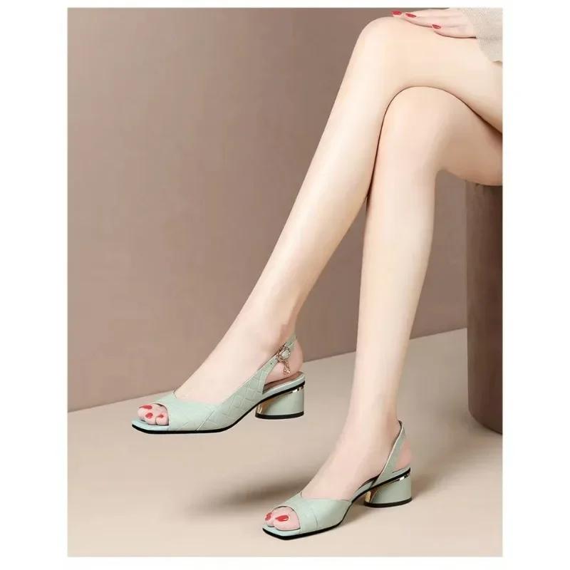 Fashion Plastic Sandals Luxury Women's Shoes Platform Dress Designer Woman Low Heel 2024 Elegant Heels Comfortable Coonfort Heeled