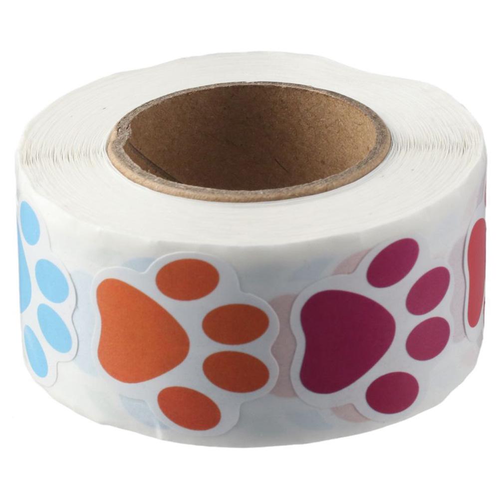 500 Pcs Dog Paw Dog Paw Sticker Colorful/Black Pet Dog Paw Sticker Hand Account Stickers  Children