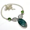 Indian Moss Agate Tsavorite Gemstone 925 Silver Plated Jewelry Necklace 18"