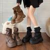 Модная универсальная пряжка ремня, круглый носок, толстая подошва, ботильоны на платформе, женские, 2025, осень и зима, новые модные универсальные ботинки на толстой подошве