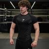 European Men's Cross-Border High Elastic Fitness Bodysuit - Short Sleeve Sports T-Shirt