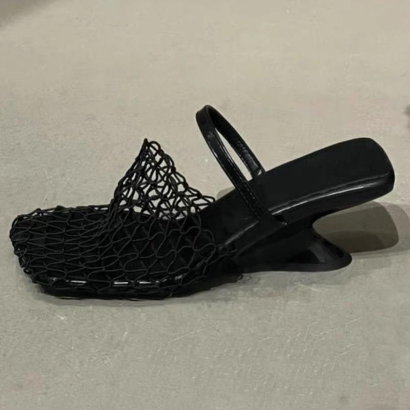 Fashion Women Slippers Fish Mesh Hollow Ballet Slippers Women Summer 2024 New Fashionable Heels Sandals Slides Women Zapatos De Mujer