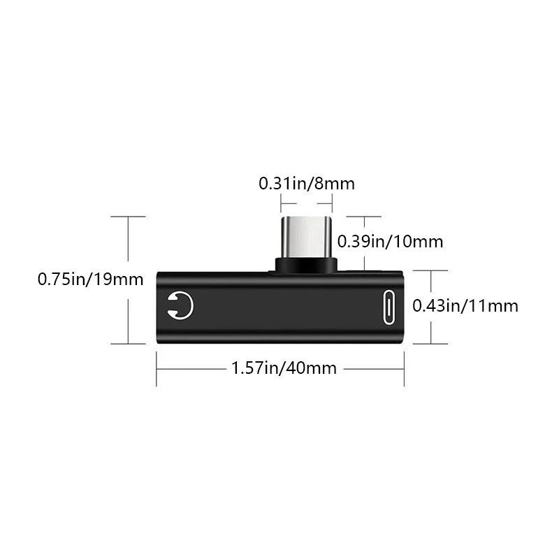 Type-c 2-in-1 Adapter 3.5mm Headphone Audio Adapter T-shaped Charging Listening