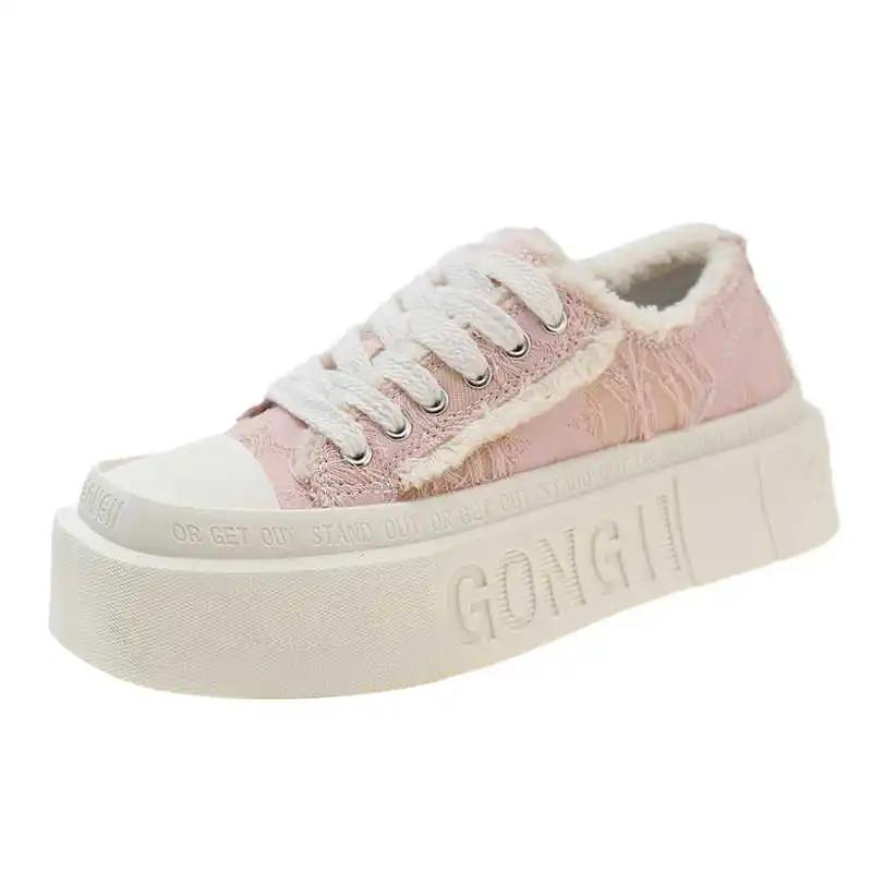 Fashion High Sole Platform White Sneakers Women's Casual Sepatu Basket Women's Breathable Shoes Sport To Play Hit Trending Racing