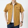 Men's Casual Loose-Fit Long-Sleeve Shirt - Solid Color, Large Size, Autumn Workwear with Pocket