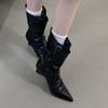 New Lace French High Heel Long Fashion Boots Women's 2025 Autumn and Winter New Pointed Sweet Stacking Boots Boots