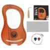 10 Strings Lyre Harp Solid Mahogany Wood Carving Reindeer with Tuning Hammer String Instrument