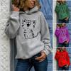 2025 New Solid Color Pullover Sweatshirt Animal Print Round Neck Hooded with Kangaroo Pocket Versatile Casual Women's Tops Coat