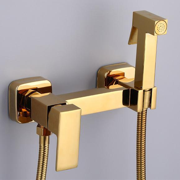 Brass Shower Tap Bidet Faucet Washer Mixer Muslim Shower Ducha Higienica Cold & Hot Water Mixer Crane Square Shower Spray