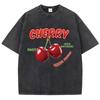Street Woman Washed T-Shirts Sweet Cherry Aways Fresh Print Short Sleeve Comfortable Cotton Oversize Tops Female Clothes