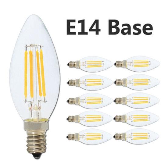 C35 220V E14 Base 4W LED Energy Saving Dimmable Filament Candle Light Bulbs