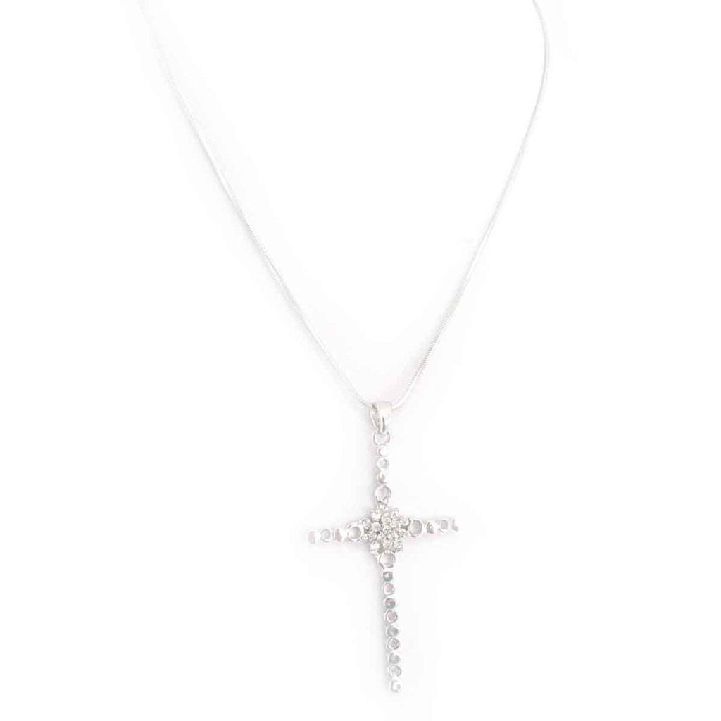 Les Trésors De Lily [J9199] - Designer Silver 'Cross' Necklace