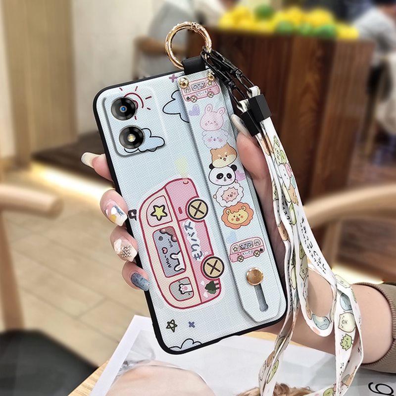 Ring Cartoon Phone Case For MOTO E13 Dirt-resistant Kickstand Waterproof Shockproof Wristband Cute Anti-knock Anti-dust