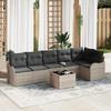 7-piece Garden Sofa Set with Grey Cushions Poly Rattan 3354401