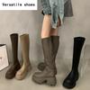 Winter High Boots For Women Fashion Back Zippers Long Boots Female Elegant Platform Thick Bottom Women's Knight Botties