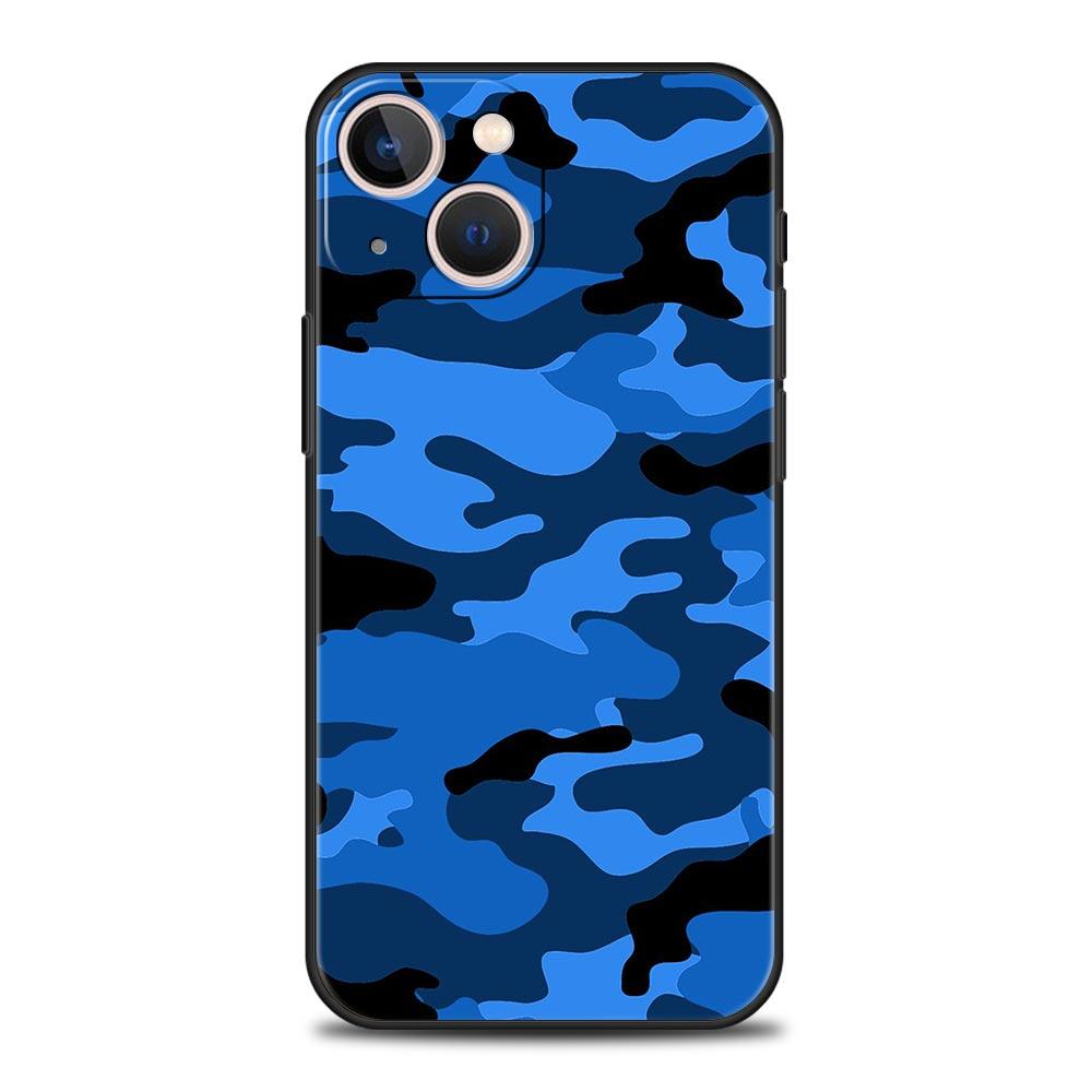 Colour Camouflage Black Camo Silicone Phone Case For iPhone 11 12 13 15 14 Pro Max X XR XS 7 8 Plus SE 2020 Luxury Black Cover
