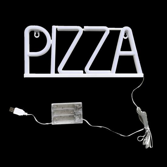 Pizza Letter Neon Sign LED Light Creative Shape Energy-saving Flicker Free Wall Art Background Neon Lamp Decor