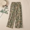 ZANZEA Women Floral Print Casual Elastic Waist Wide Leg Trousers Pants