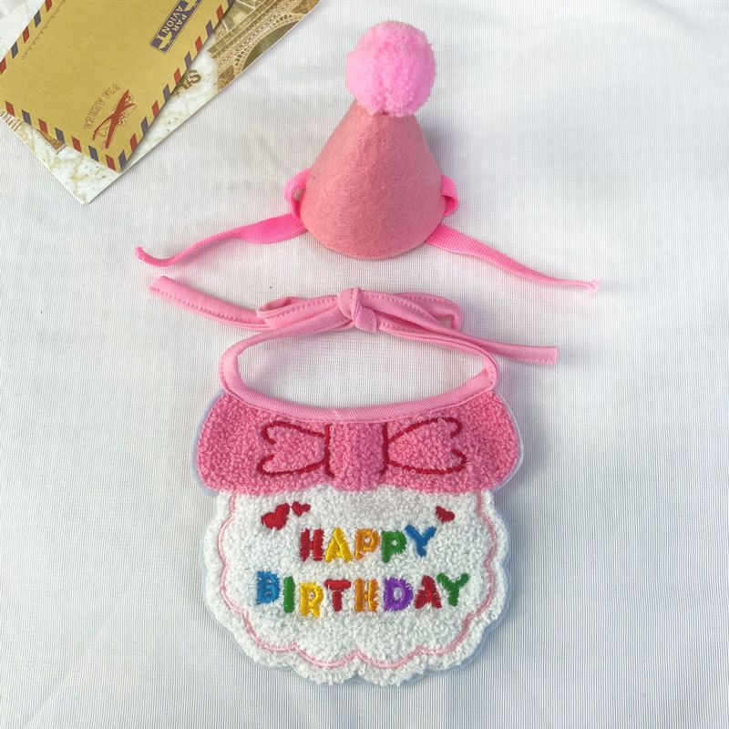Pet Supplies Birthday Hat Decoration Bibs Cat Bibs Atmosphere Accessories Letter Embroidery Clothing