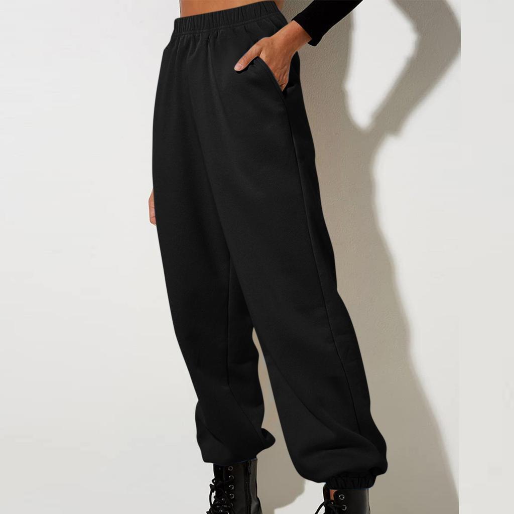 Women's Fashion Sport Solid Color Pocket Casual Sweatpants Pants