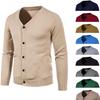 Men's Autumn Knitted Cardigan Solid Color Casual Thin V-neck Elastic Sweater