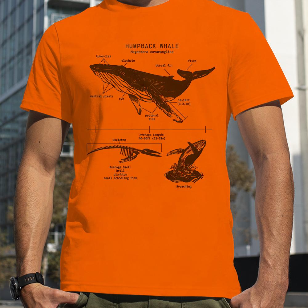 Humpback Whale Anatomy Shark Lover T-Shirt Summer Men Street Punk Style Boy Loose Oversized T-Shirt