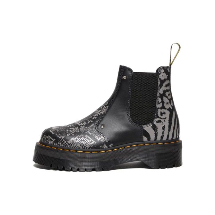 Dr. Martens 2976 Leather Fashion Print Short Chelsea Boots Unisex Boots Black Gray 27692001