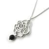 [N1096] - Designer Necklace 'Rosa Romantica' Black Silver