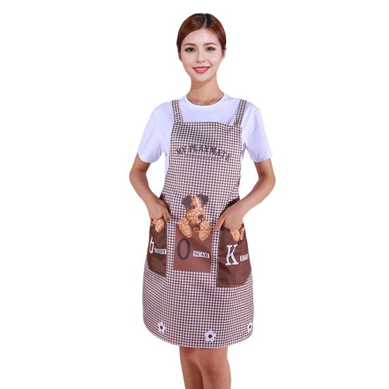 Kitchen Apron Cartoon Dog Pattern Apron Waterproof Oil-Resistant Polyester Sleeveless Apron for Home Restaurant Cafe House Cleaning