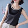Black Tank Top for Women, Summer Inner Wear, Ice Silk Lace Sleeveless Suspender Top, Large Size for Belly Cover