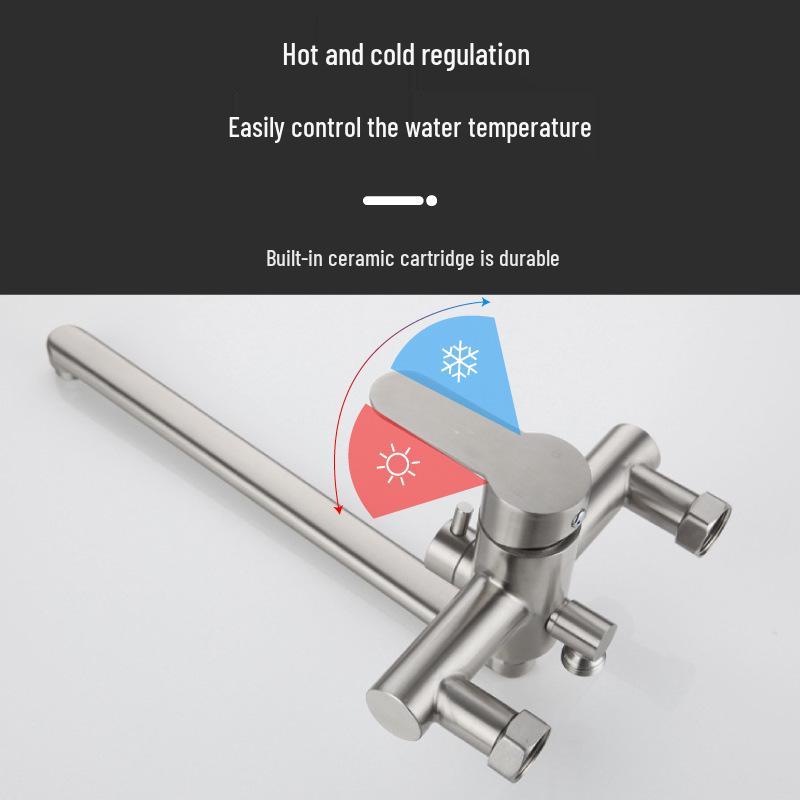 304 Stainless Steel Dual-Use Kitchen Faucet: Hot/Cold, Floor-Standing, Thickened for Vegetable Sink