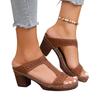 2025 Summer New Open Toe Women’s Slippers Round Toe Chunky Heels Outdoor Sewing Sandals for Hot Sale Plus Size Daily Slippers