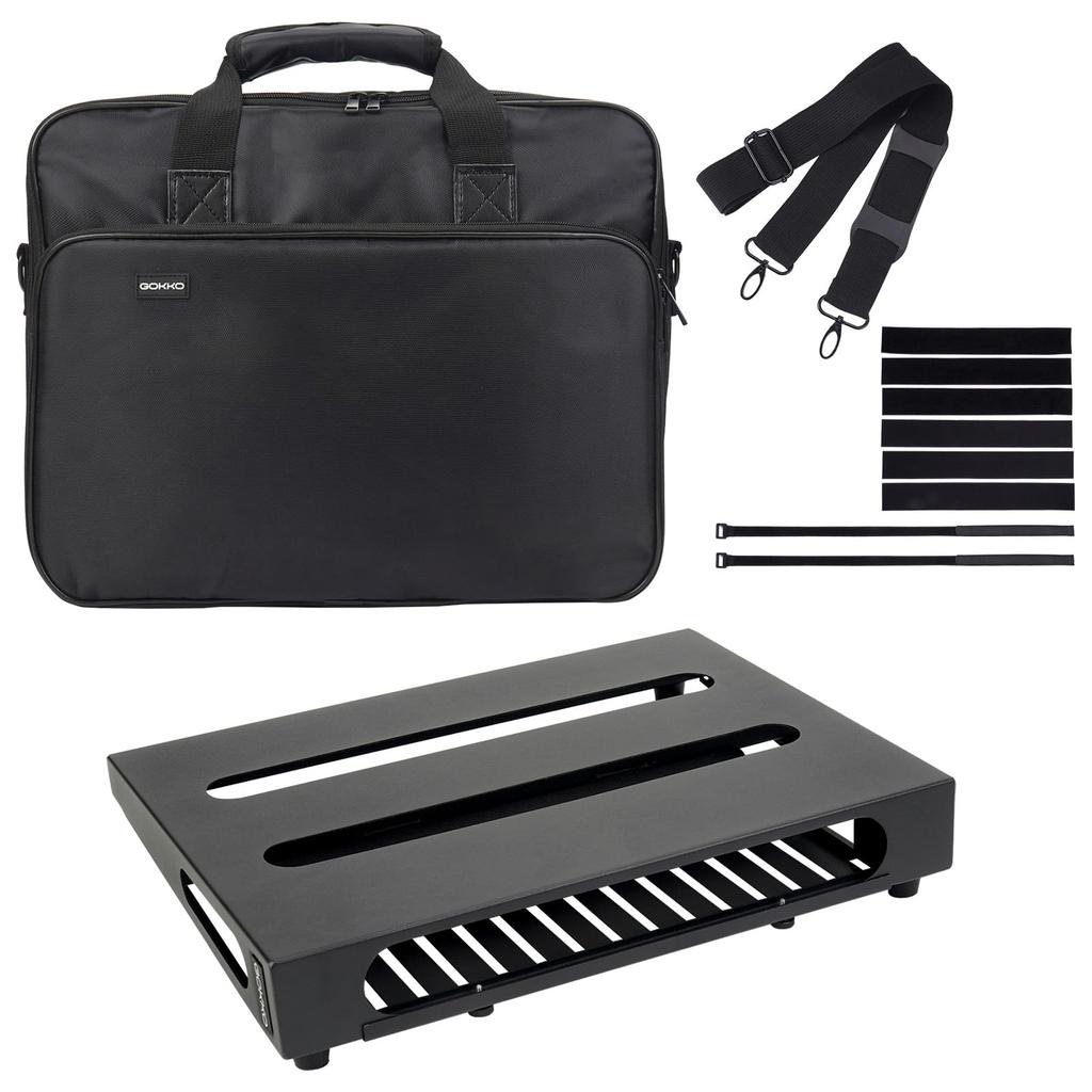 GOKKO Guitar Effector Board Pedal Board with Storage Bag (M-Black)