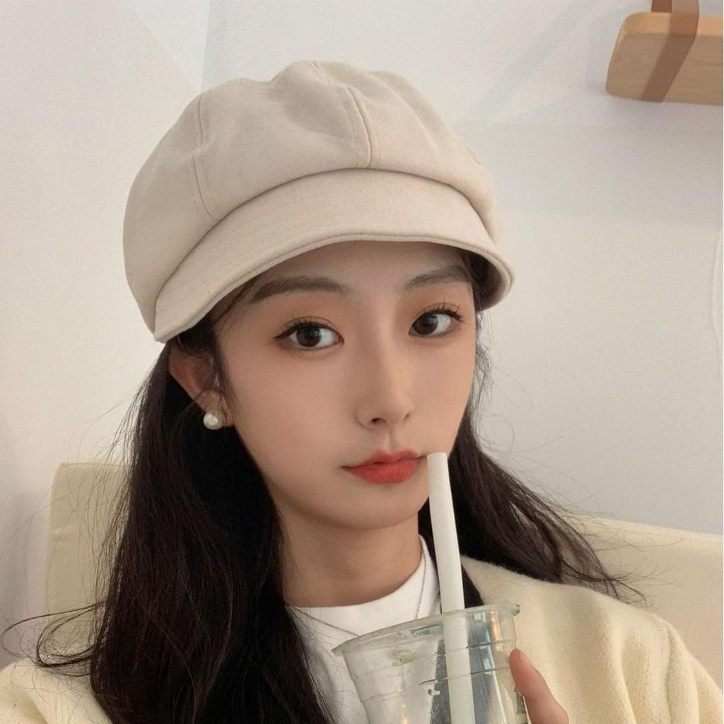 Women's Two-Way Beret: Stylish, Warm Autumn/Winter Octagonal Hat with Brim for a Slimmer Face.